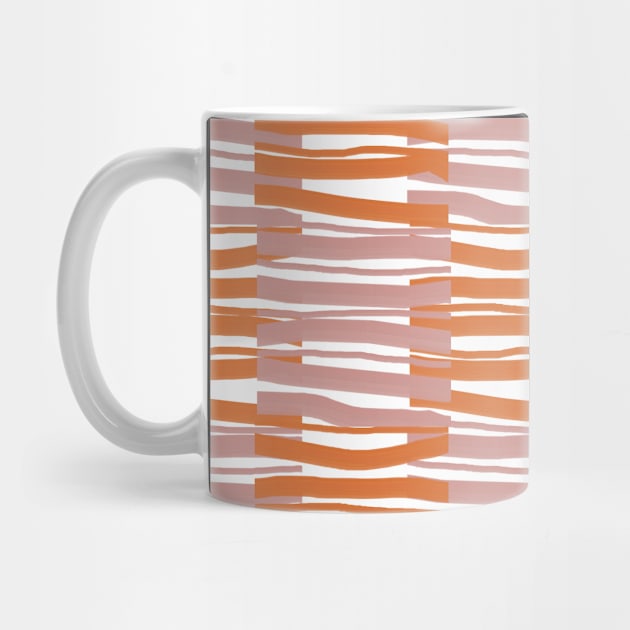 Contemporary Retro Orange Pink White Abstract Fibres Pattern by BillingtonPix